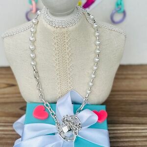 RARE Tiffany & Co Hardwear Pearl Lock BRACELET in Silver, Medium, 22 inches long